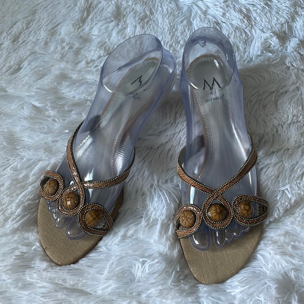 M By MARINELLI Slip On Open Toe Mules Heels Size 8.5M